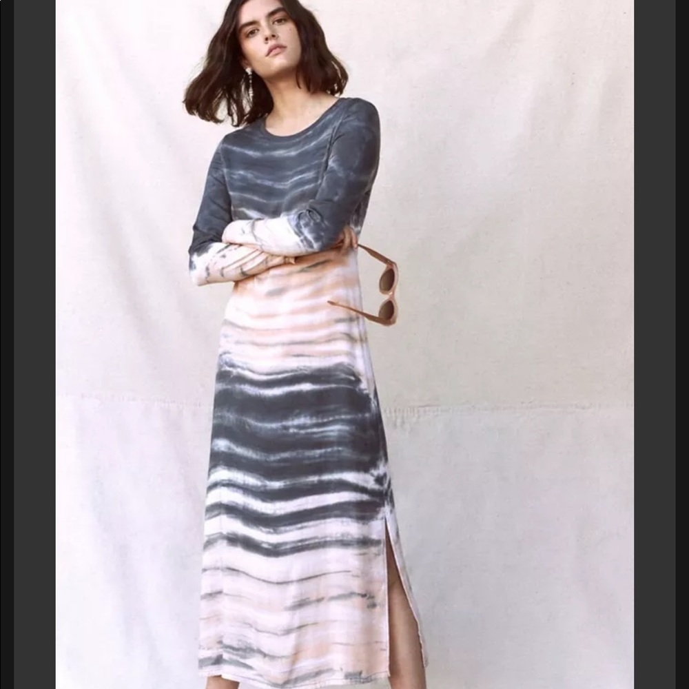 Anthropologie Long Sleeve Tie-Dye Maxi Dress